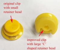 interior trim door panel mounting clip yellow  improved design with larger  retainer head 1207900  Volvo 240 245