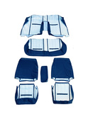 Volvo 240  244  DL GL sedan  Complete interior Seat Cover Set 4 Line Blue Color LEATHER  with perforated center sections Code 5147,1430   1388848PLK