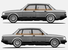 Volvo 240  244  4 door sedan Black Exterior Vinyl Stripe kit door and window Trim 