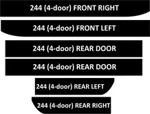 Volvo 240  244  4 door sedan Black Exterior Vinyl Stripe kit door and window Trim 